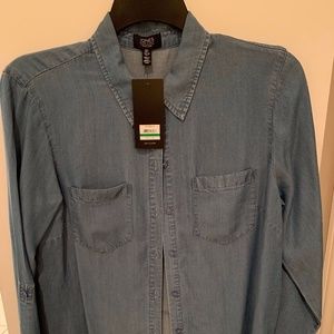 NWT Jones New York 3/4 Sleeve Denim Button Down L